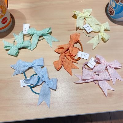 pinkycolor bow Hair rope Japan and South Korea girl Hairpin Tousheng Sweet Versatile Double ponytail Hair Ornaments Sen family 2021