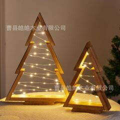 厂家木制摆件桌面圣诞树带灯光圣诞装饰小树发光圣诞树装饰氛围灯