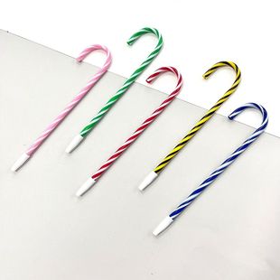 Colorful Curved Gift Cartoon Pen Christmas Candy Cane Pen Striped Ballpoint Pen Creative Pet Eco-Friendly Ballpoint Pen Candy Cane