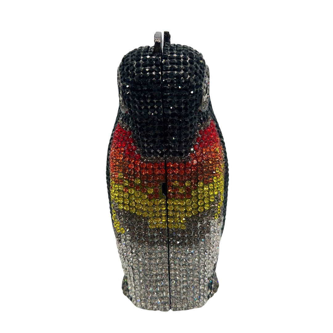 Túi clutch nữ đính đá hình chim cánh cụt đáy nhọn cao cấp dự tiệc — đen và trắng, Tùy chỉnh các màu khác