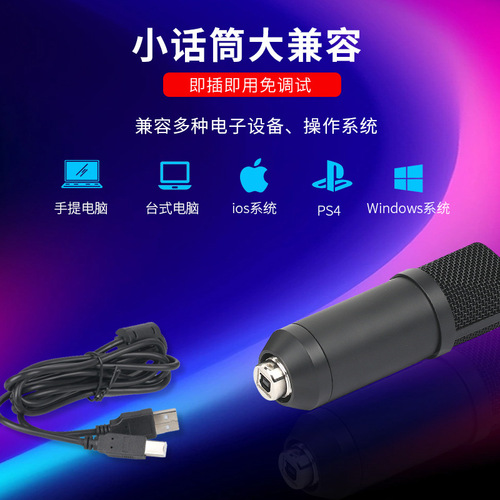 Cross-border best-selling USB computer microphone PS4 gaming console live streaming condenser microphone novel video radio voice-over microphone