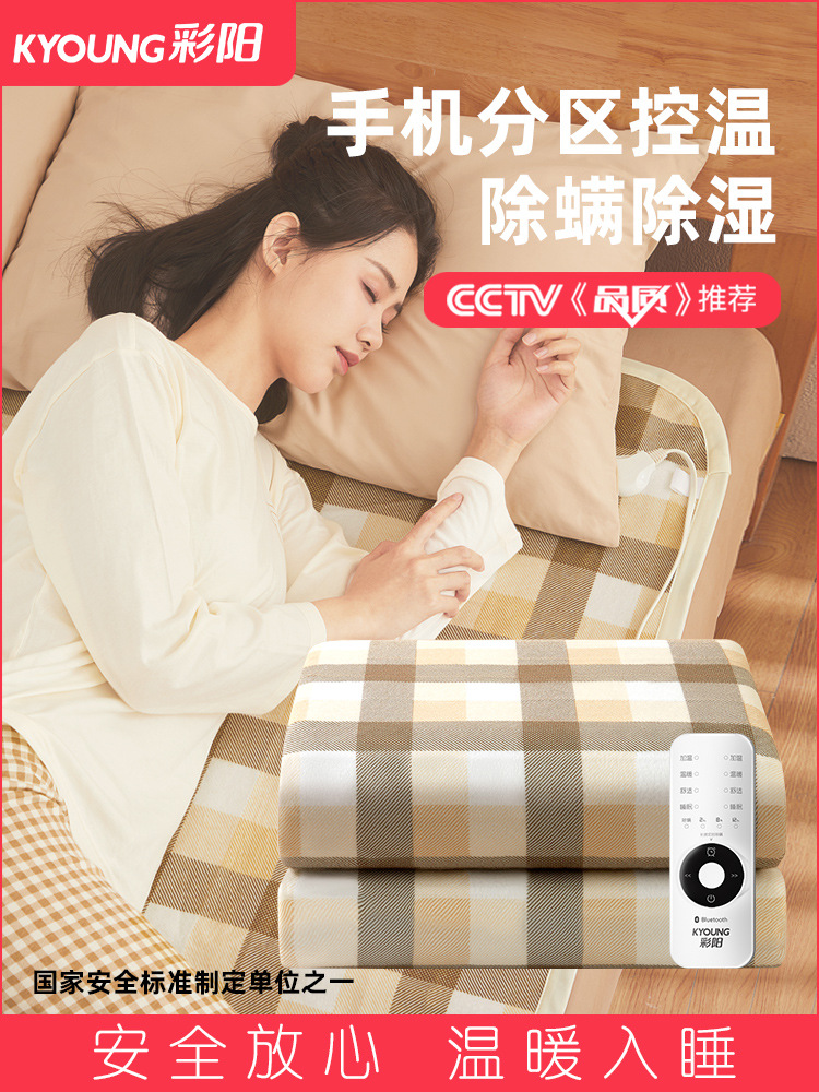 彩阳2024新款石墨烯电热毯单人电褥子双人双控调温正品官方旗舰店