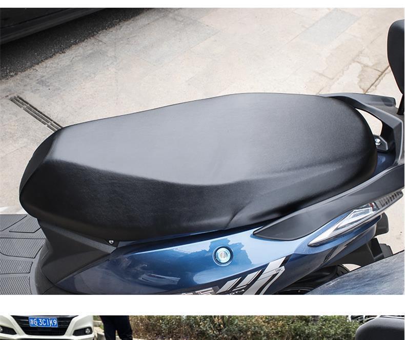 Electric Vehicle Seat Cover, Sun-Proof and Waterproof, Suitable for All Seasons, Elastic Leather Heat-Insulating Seat Cover for Electric Scooters and Motorcycles