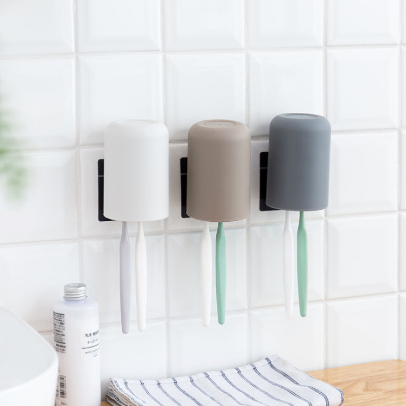 Wall-Mounted No-Drill Wall Mouthwash Bathroom Toothbrush Cup Holder Storage Rack Manufacturer_voghion.com