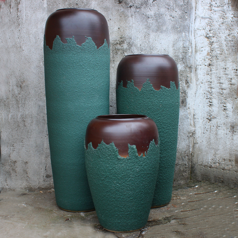 Jingdezhen Modern Chinese-Style Living Room Floor-Standing Large Vase Home Decoration Flower Arrangement Hotel Garden Stoneware Ornaments