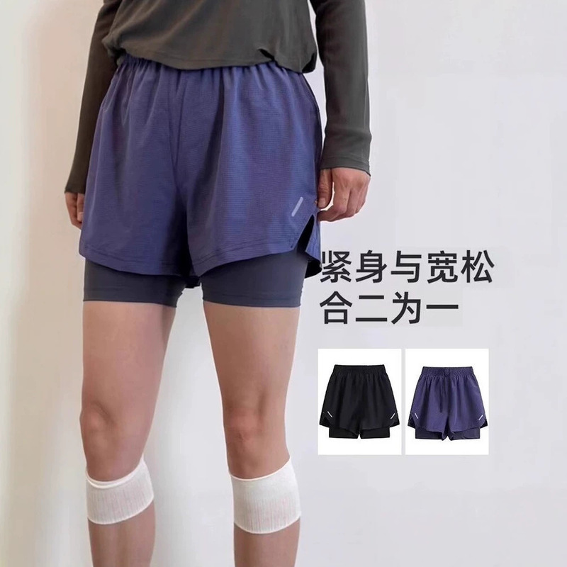 Outdoor two-in-one quick-dry sports shorts for men and women, summer hiking casual three-quarter pants, loose two-in-one cycling pants Outdoor two-in-one quick-dry sports shorts for men and women, summer hiking casual three-quarter pants, loose two-in-one cycling pants