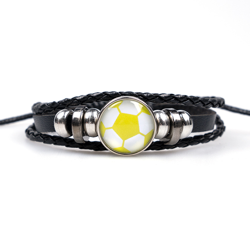 Sports Football Leather Men's Bracelets display picture 2