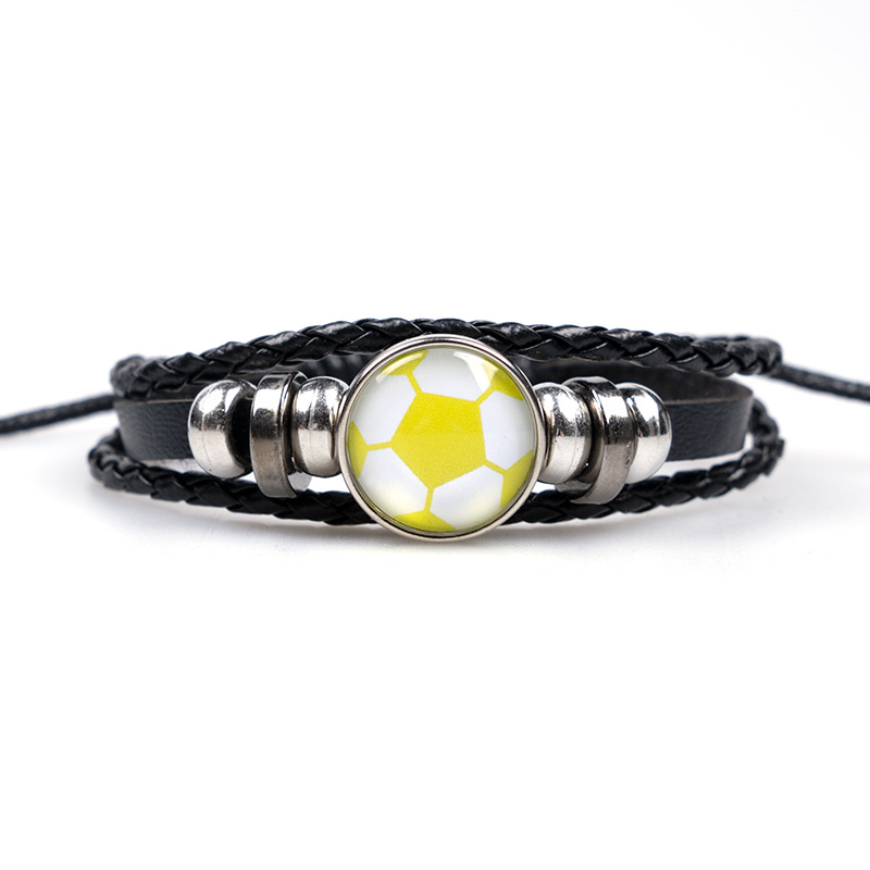 Casual, Holiday Occasion Leather Material Sports Football Leather Men'S Bracelets Men Cord & Leather Bracelets