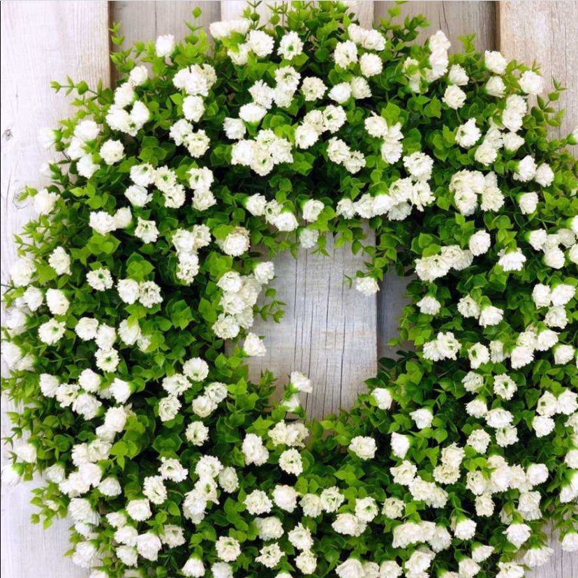 Guirnalda de eucalipto colorida primavera y verano hoja de eucalipto colorida planta verde decoración de verano cielo estrellado colgante de puerta fábrica