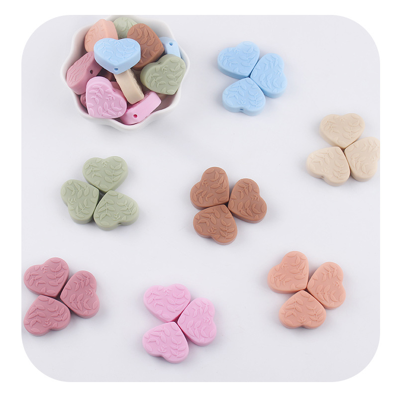 Amazon nuevo caricatura bebé amor hoja de dientes de goma de mola joyería creativa DIY accesorios de cadena de tetas