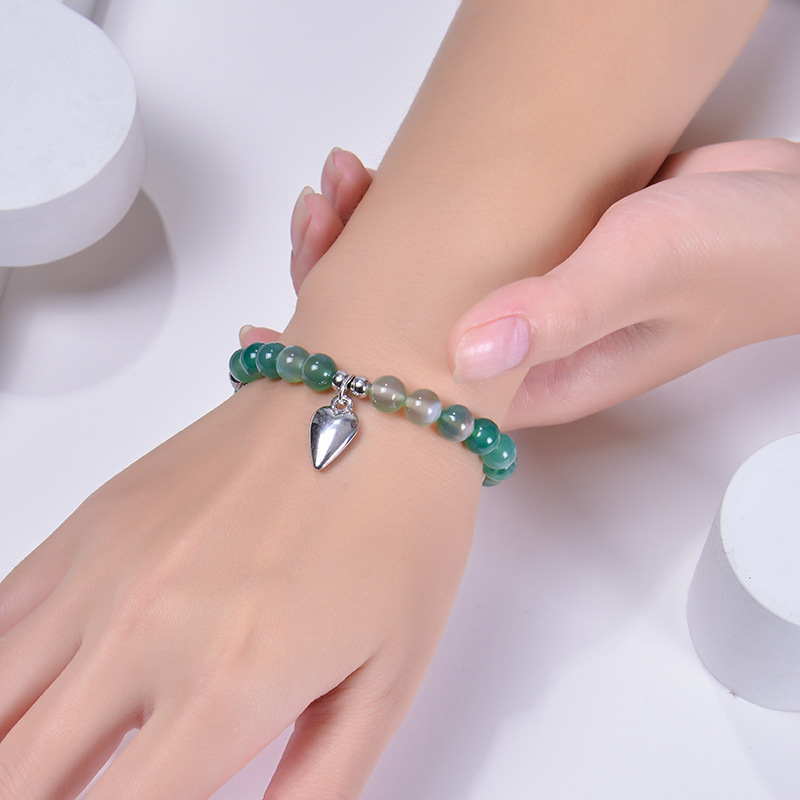 Fashion Heart Shape natural stone Agate Beaded Bracelets 1 Piece
