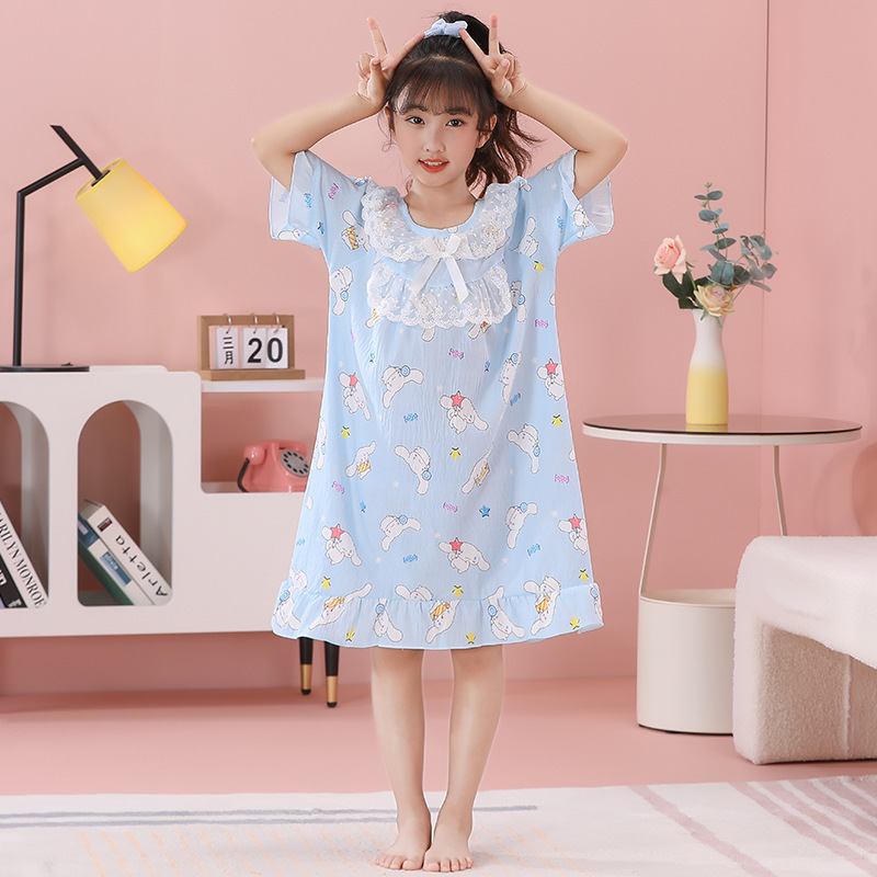 New Style Nightgown for Girls, Summer Cloud Cotton Fashionable Dress, Sweet Girl Homewear, Summer Dress for Older Children New Style Nightgown for Girls, Summer Cloud Cotton Fashionable Dress, Sweet Girl Homewear, Summer Dress for Older Children