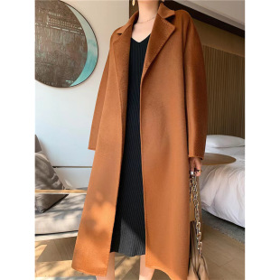 Labbro Bathrobe Style Max Family Same Style Double-Sided Cashmere Wool Water Ripple Outwear Women's Slim Woolen Outwear