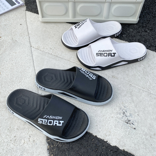 Summer slippers for men, indoor bathroom, bathing, non-slip, home couple, soft sole, poop-feeling sports slippers, women's outdoor wear