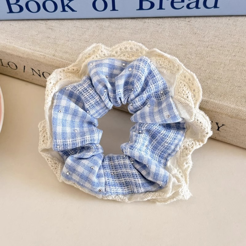 Cuerda para el cabello de intestino grueso azul para niños Cuerda para el cabello de encaje dulce para niñas