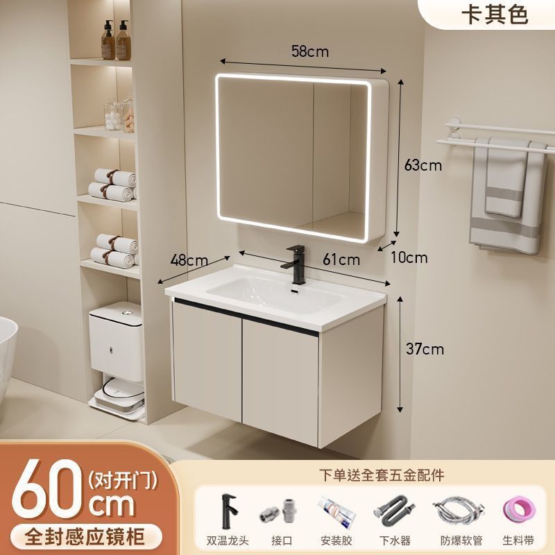 Gabinete de baño de aluminio inteligente espacial grueso combinación lavabo lavabo en cerámica lavabo fábrica de inodoro al por mayor