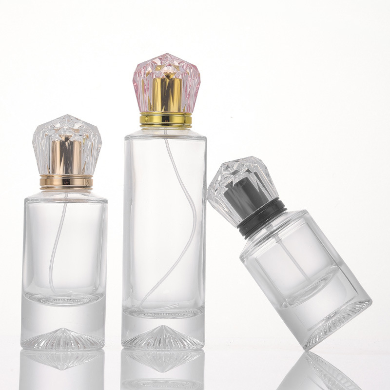 Botella cilíndrica transparente de perfumes de bayoneta con tapa especial de pulverización de presión de botella de vidrio portátil de perfumes de muestra pequeña botella image 5