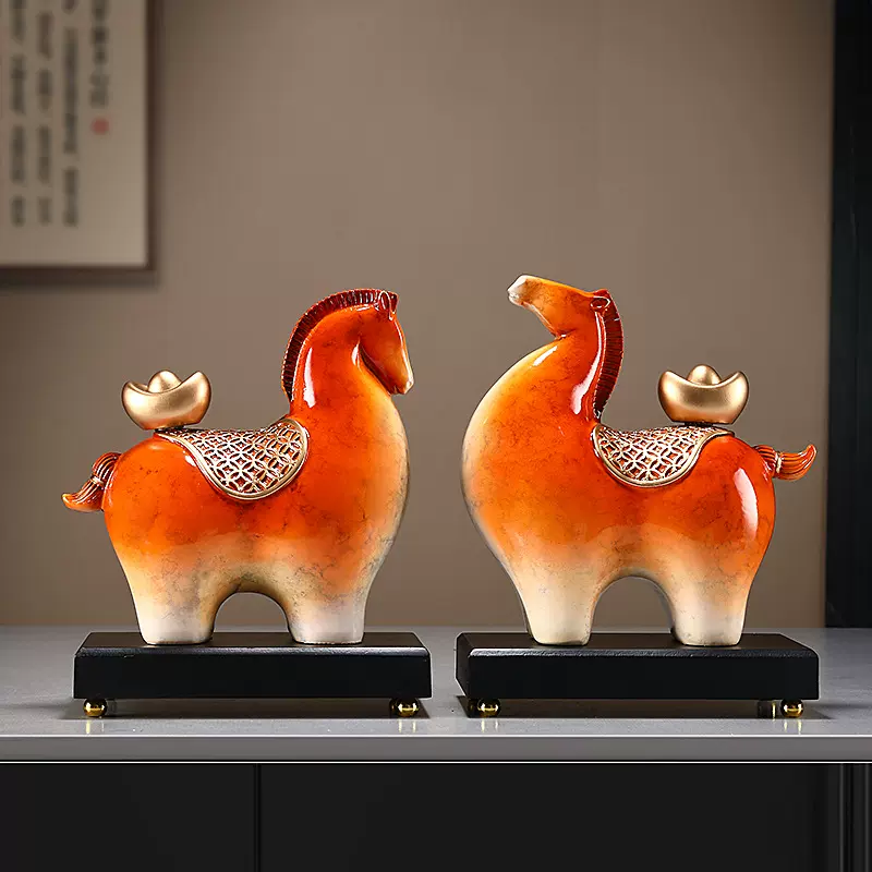 马上有钱摆件招财老板办公室客厅桌面高档家居马装饰品开业礼物