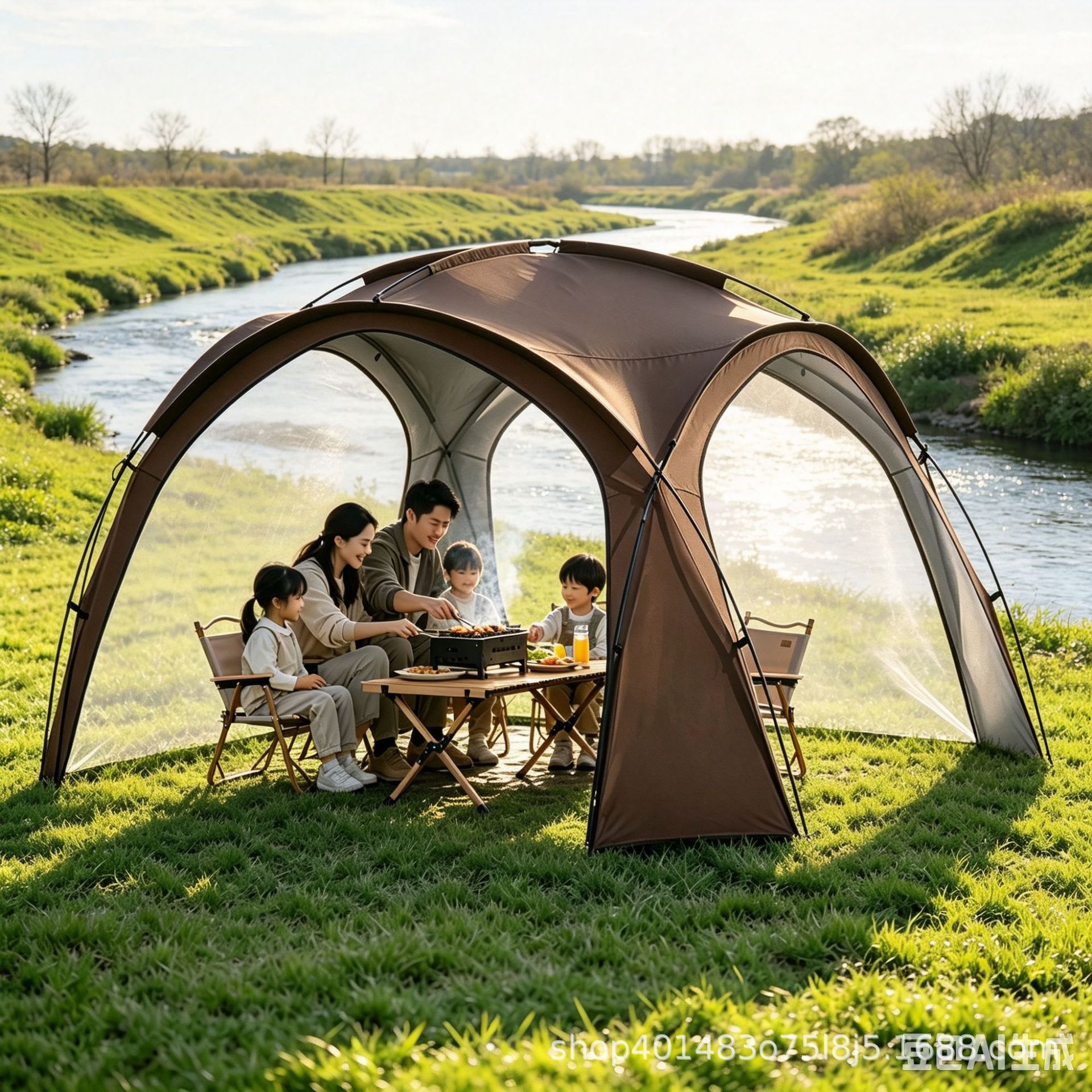 Outdoor Party Tent Round Yurt Dome Acanopy Camping Sun Protection Sun Shade Tent Travel Portable Gazebo