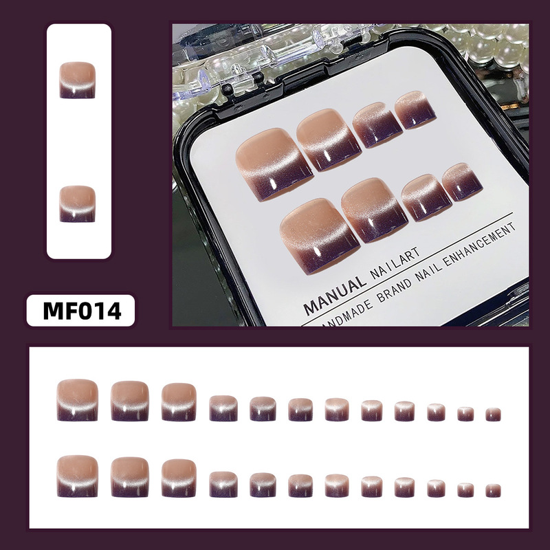 Cross-Border 24-Piece Cat-Eye French Gradient Color Manicure Large Toenails Removable and Reusable Fake Nail Patches Cross-Border 24-Piece Cat-Eye French Gradient Color Manicure Large Toenails Removable and Reusable Fake Nail Patches