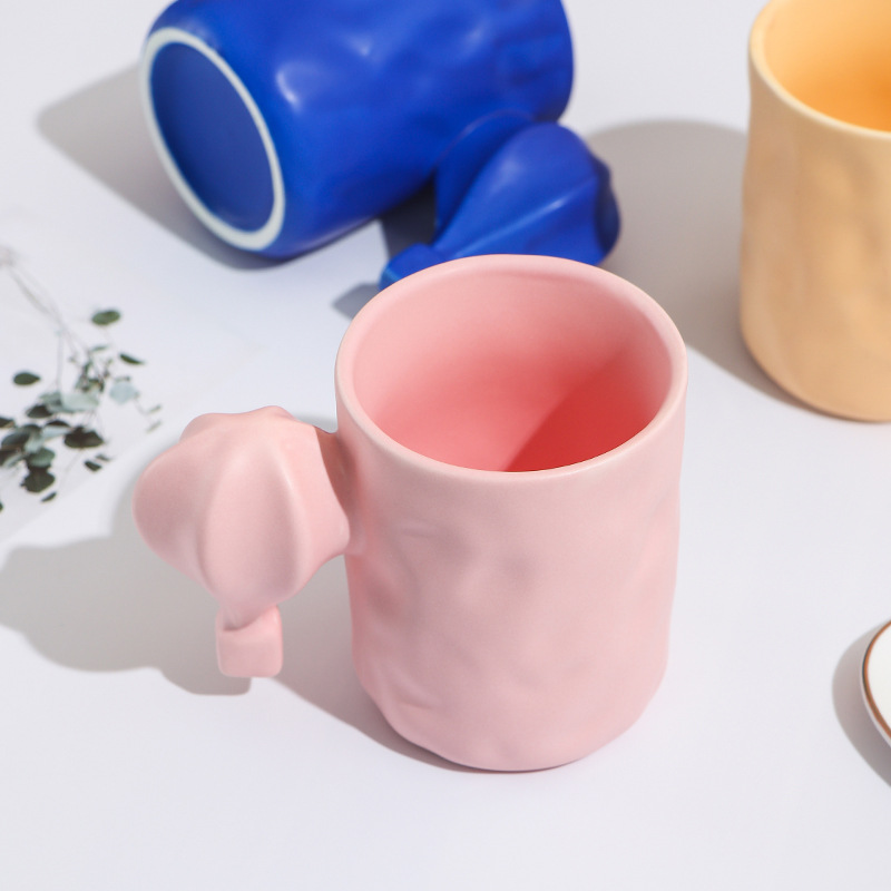 3D造型胖胖杯创意陶瓷杯新奇特马克杯情侣水杯 ins热气球彩色杯子