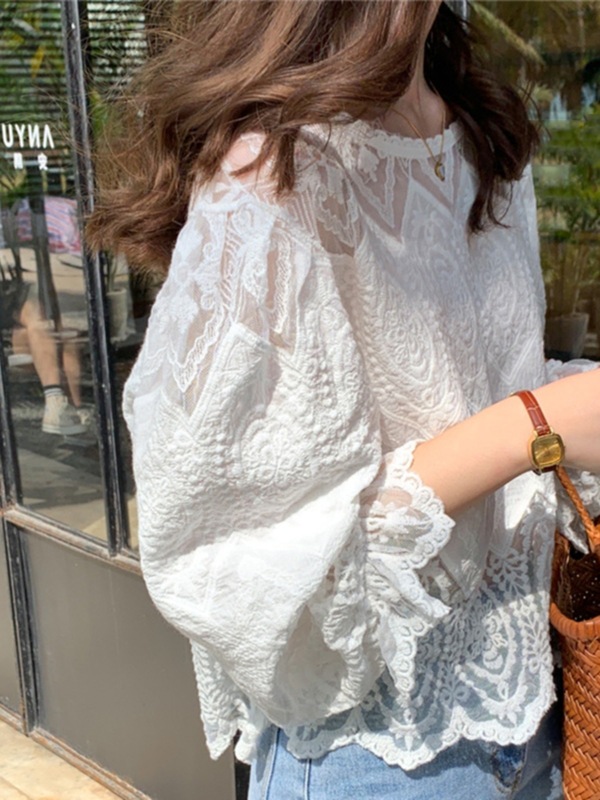 蕾丝衬衫女装早春秋2025年新款雪纺宽松洋气时尚小衫长袖上衣百搭|undefined