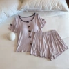 Purple breast pads, shorts, with short sleeve