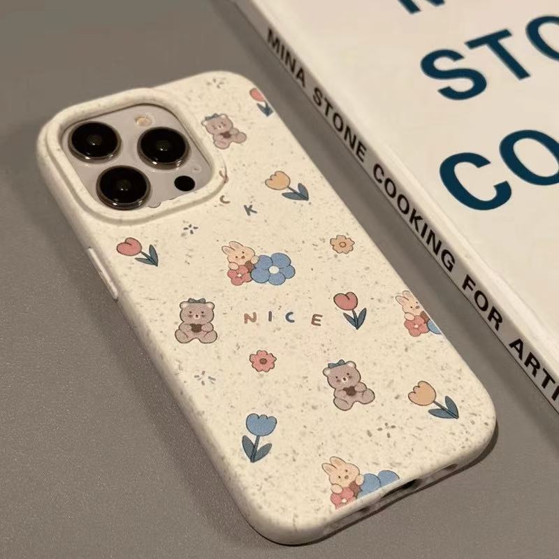 Flower Bear para Apple 15pro funda para teléfono móvil iPhone16 linda chica 13/14/12 Japón y Corea 11x