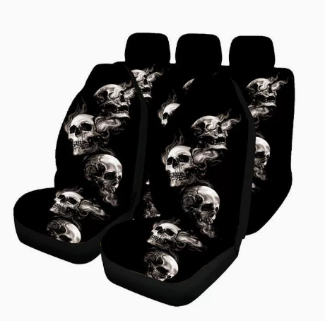 Foreign trade wish AliExpress car seat cover all-inclusive universal cross-border smoking skull high back printing