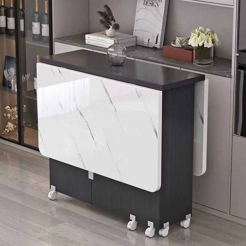 Mesa de comedor plegable doméstica pequeña casa con rueda móvil retráctil rectangular simple y multifuncional mesa de comedor pequeña