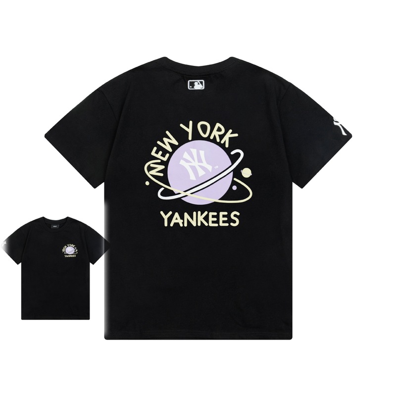クロスボーダー MLB&NY ベーシックプリント高品質レディース T メンズ半袖コレクション共同ブランドの純綿通気性ボトリングシャツ|undefined