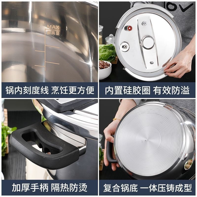 Olla a Presión con Perilla de Acero Inoxidable para Cocina