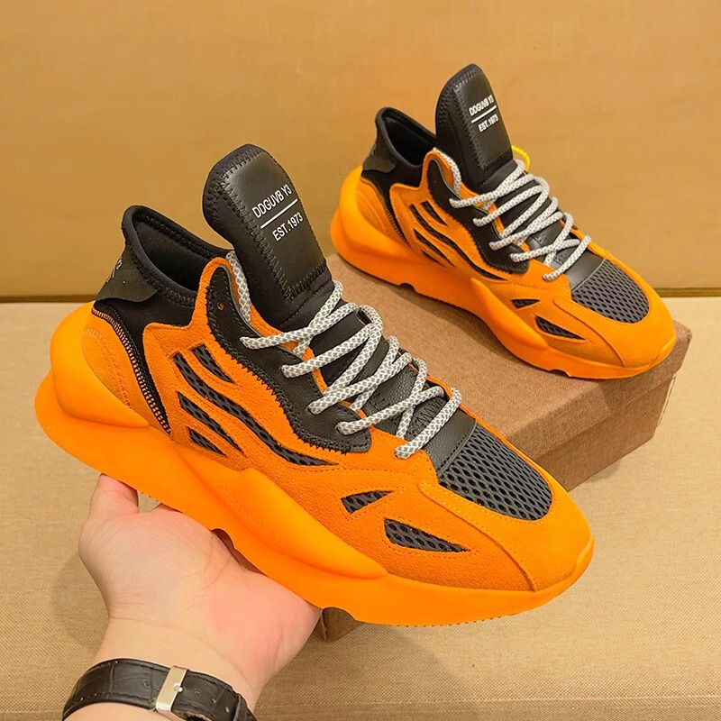 Orange High-end Y3 Torre Shoes Men's Genuine Leather Summer New Thick-soled Elevated Internet Celebrity Fashionable Shoes