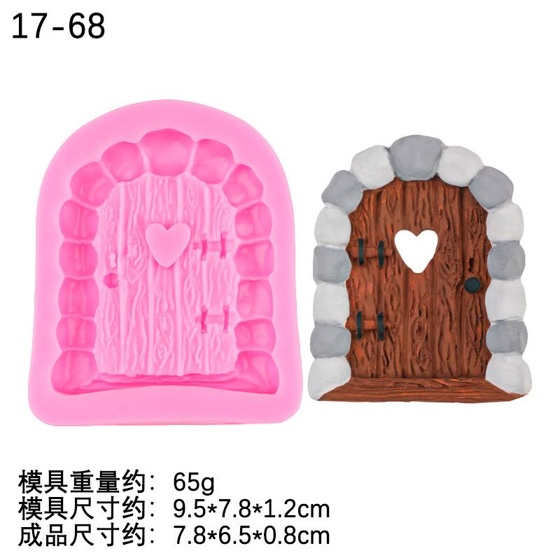 Pequeña flor hada estilo pastoral forma de hongo silicona fondant dibujos animados puerta de madera molde de pastel pastel decoración de chocolate epoxi