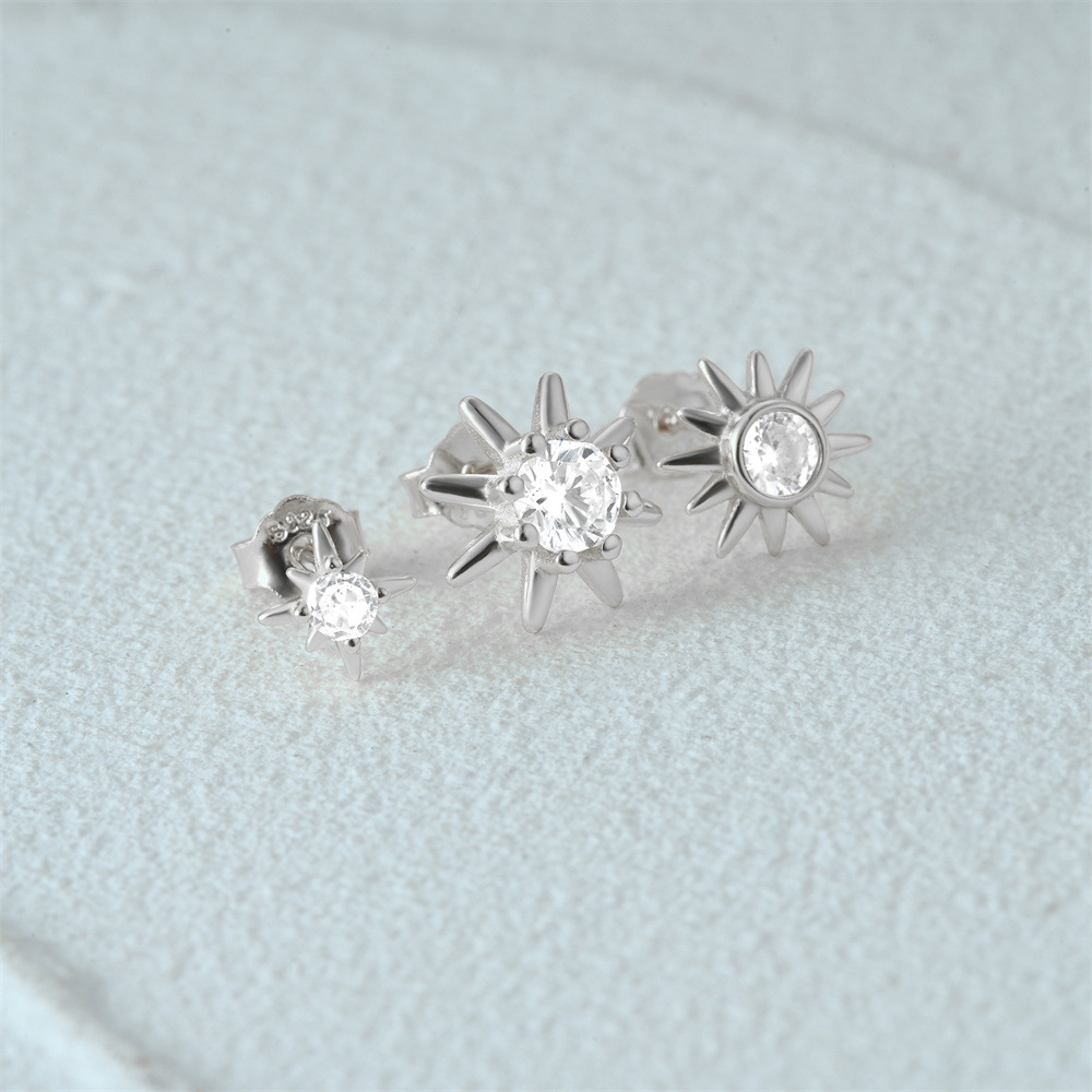 3g Weight Hoop Earrings, Ear Studs Classification 1 Set Quantity Daily Occasion 925 Sterling Silver Material Star, Butterfly Pattern Women's Gender Plating Design Simple Style Style 1 Set 925 Sterling Silver Star Butterfly Hoop Earrings Ear Studs 69