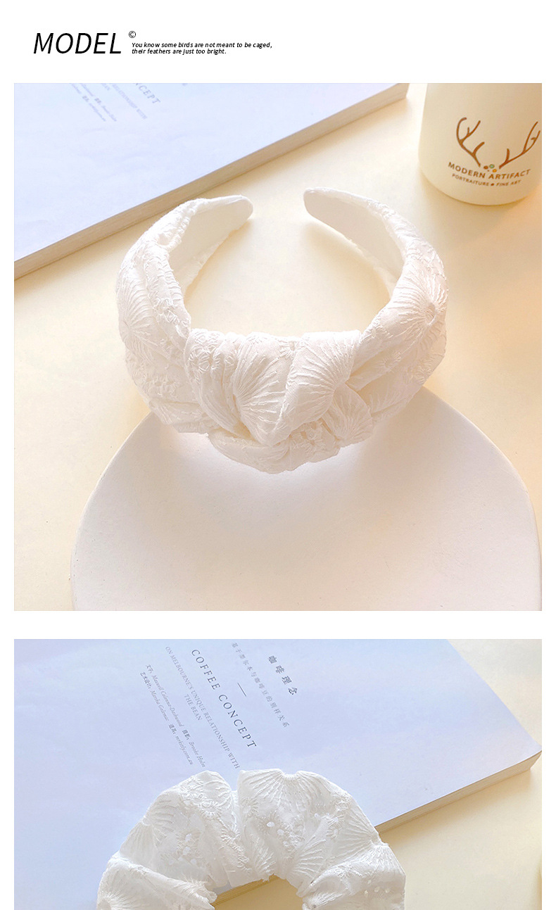 Lady Solid Color Cloth Knitting Hair Band Hair Tie display picture 2