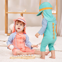 新款宝宝男童女童长袖泳装 恐龙角冲浪服幼儿防晒速干婴儿游泳衣