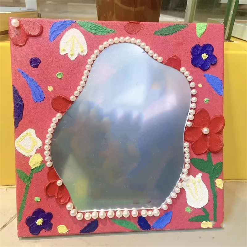 定 制学生手工镜DIY化妆镜亚克力镜子定 做无框小镜片异形镜切割