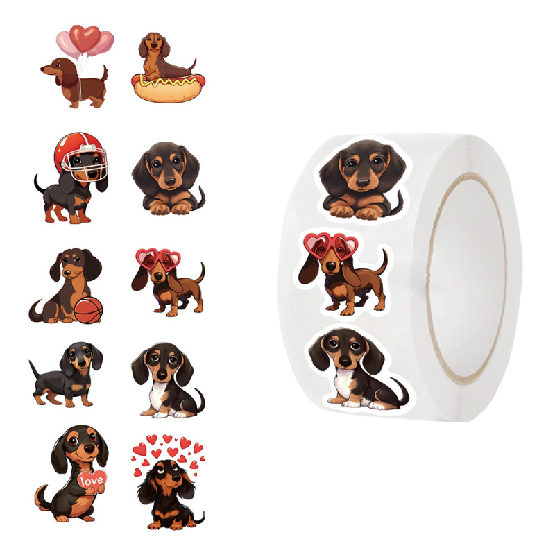 500 sheets/roll roll paste cross-border hot tape dachshund dog paste hand account material decorative envelope sealing paste