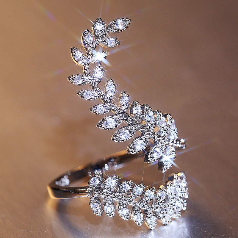 Adjustable Olive Leaf Ring In Alloy For Women Geometric Style_voghion.com