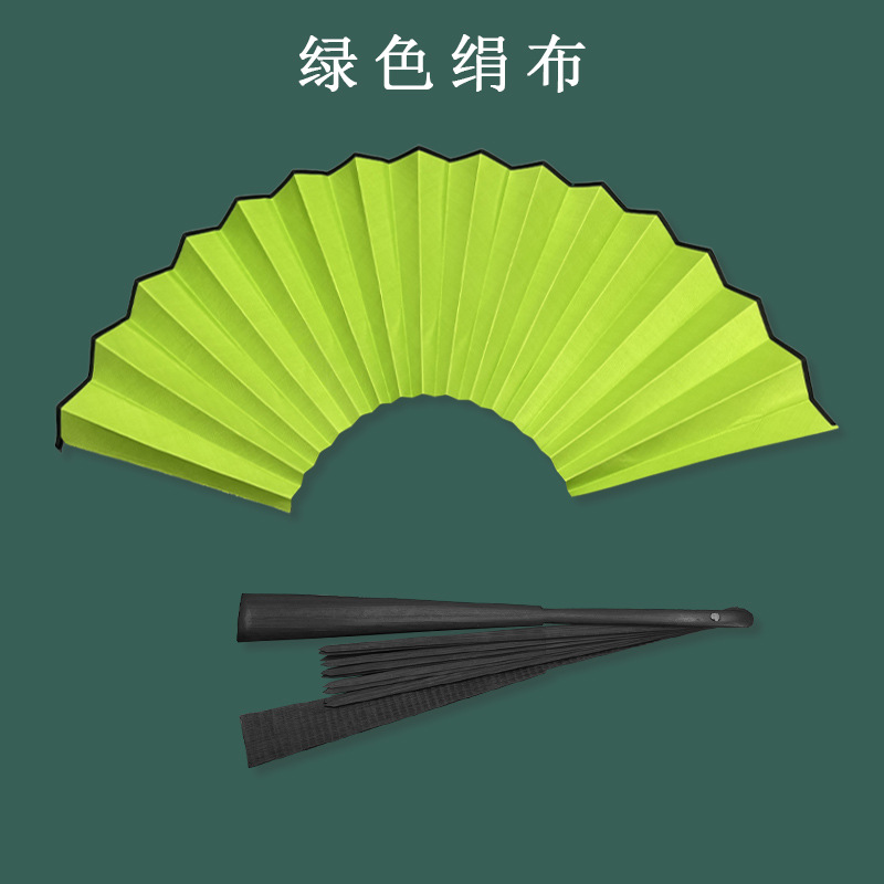 Tela de seda verde de 10 pulgadas con huesos de abanico