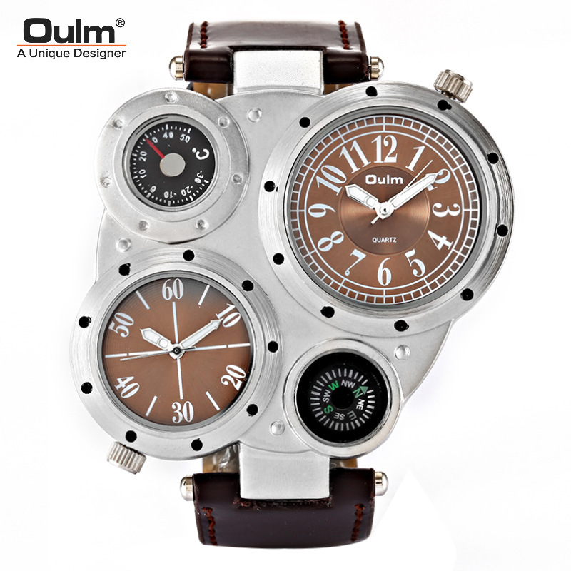 OULM HP9415 multi-time zone watch with c...