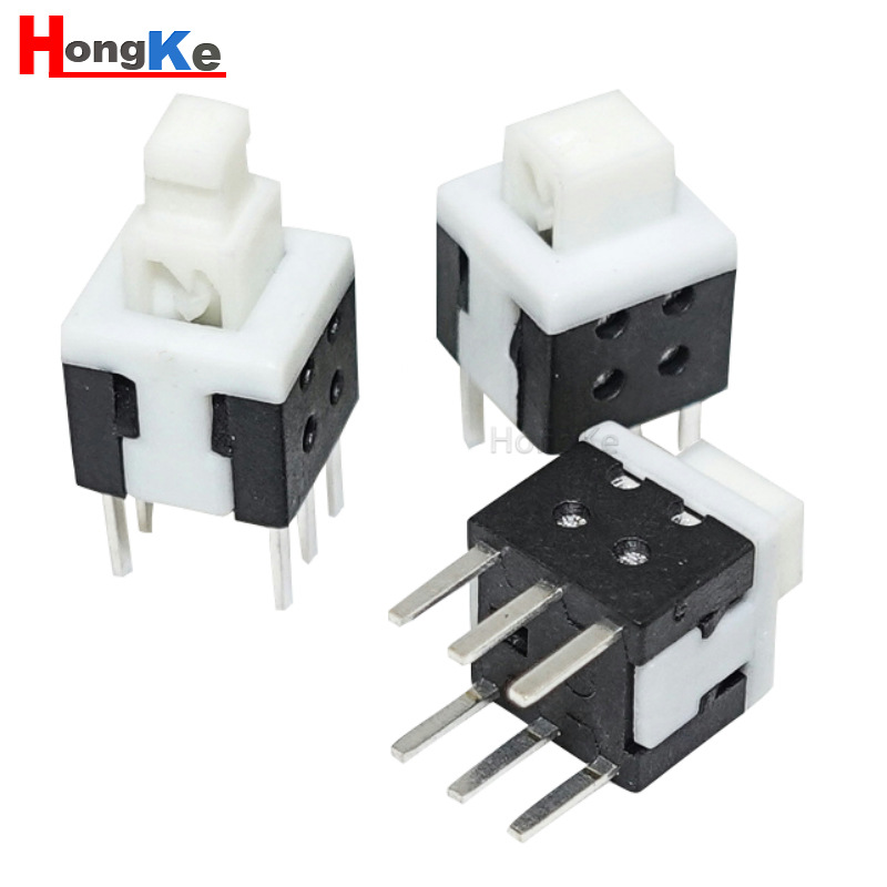 5.8*5.8耐温环保自锁开关 按键开关 6脚 高头平头 六脚自锁/复位