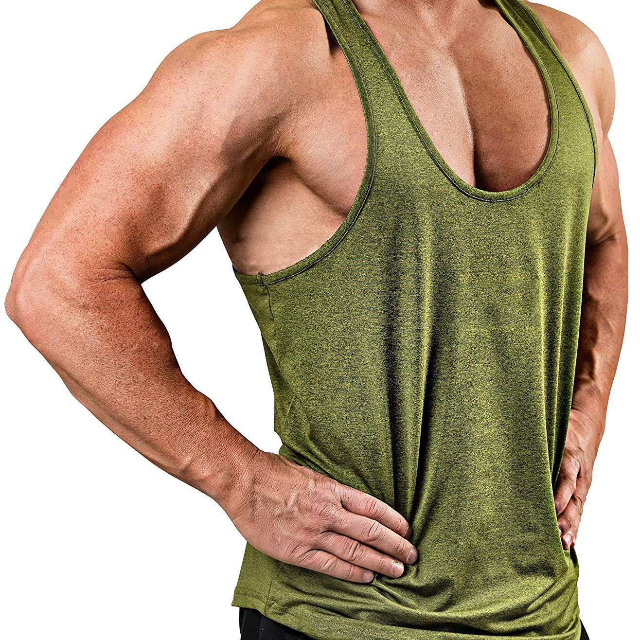 Men's Quick-Dry V-Neck Athletic Tank Top, Moisture-Wicking Workout Sleeveless Shirt For Gym Running Training_voghion.com
