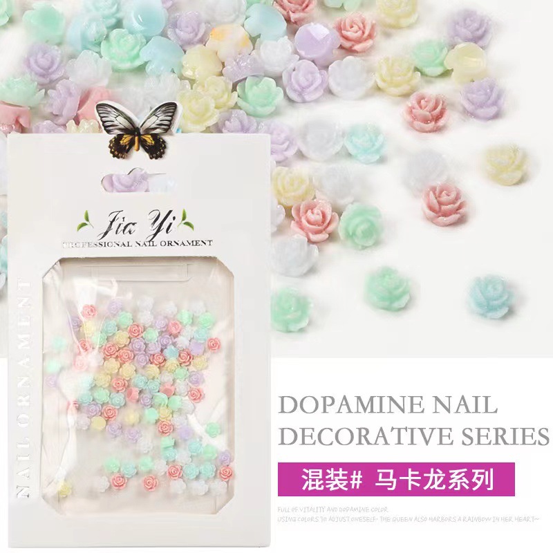 Mini tamaño pequeño Camelia color caramelo dopamina joyería de uñas amor Accesorios