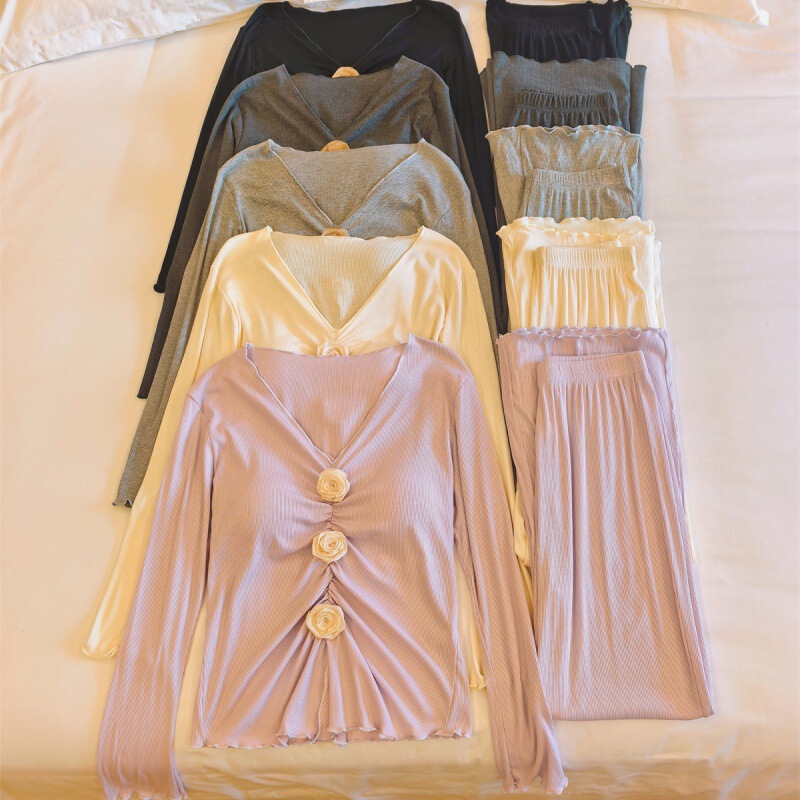 Pure Desire Women's Pajamas Autumn 2026 New Modal Sexy Pajamas with Chest Pads for Petite Sizes High-End Homewear Set Pure Desire Women's Pajamas Autumn 2026 New Modal Sexy Pajamas with Chest Pads for Petite Sizes High-End Homewear Set