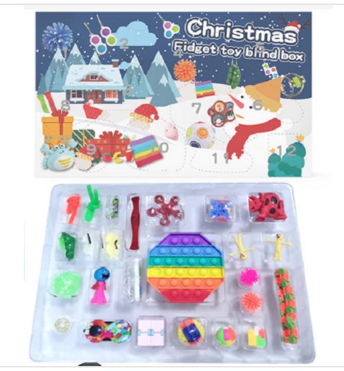 Caja ciega de Navidad transfronteriza Regalo de fiesta para niños Descompresión DIY Desgarrado Calendario de cuenta regresiva Caja ciega Juguetes navideños