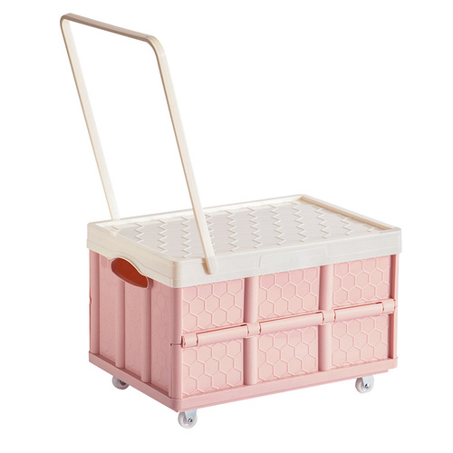 Folding storage box with wheels, push-pull, large-capacity, multi-functional storage box, student classroom book storage box