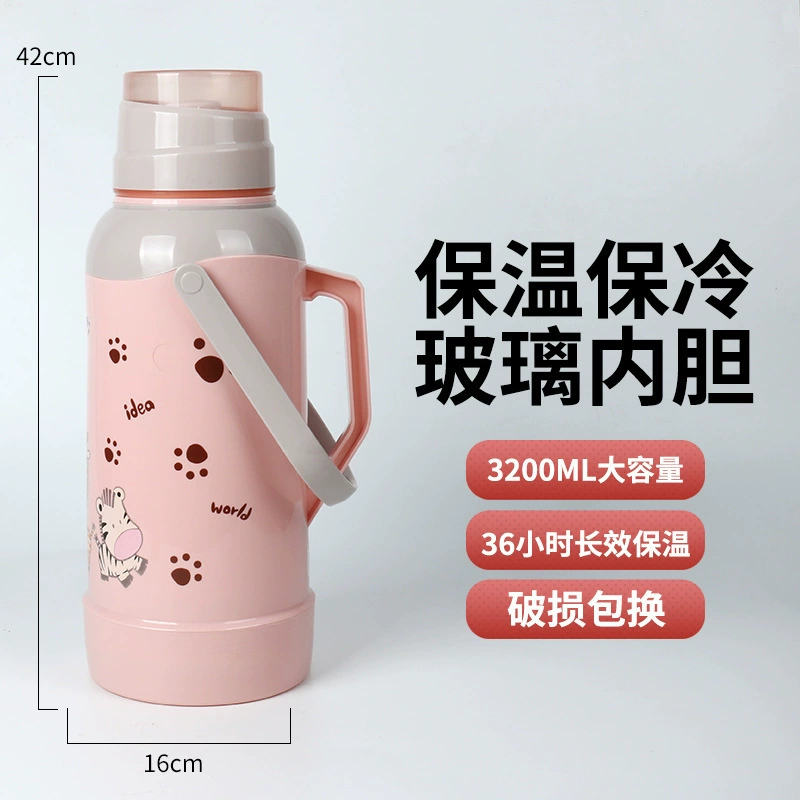Capacious thermos for elementary school students for home use, glass liner