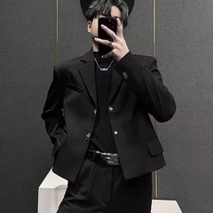 2025新型春秋秋の小大衆肩当て短いスーツのコート男性の高級感カジュアルでゆったりしたスーツ男性